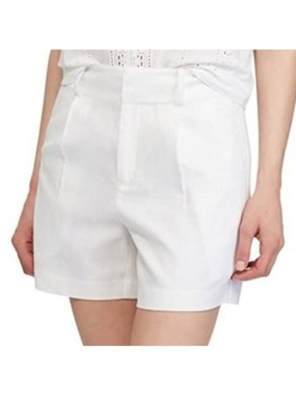 Chaps Linen Blend Pleated Shorts, White, size 4